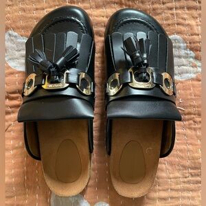 See By Chloe Black Mules with Gold Accents NEW